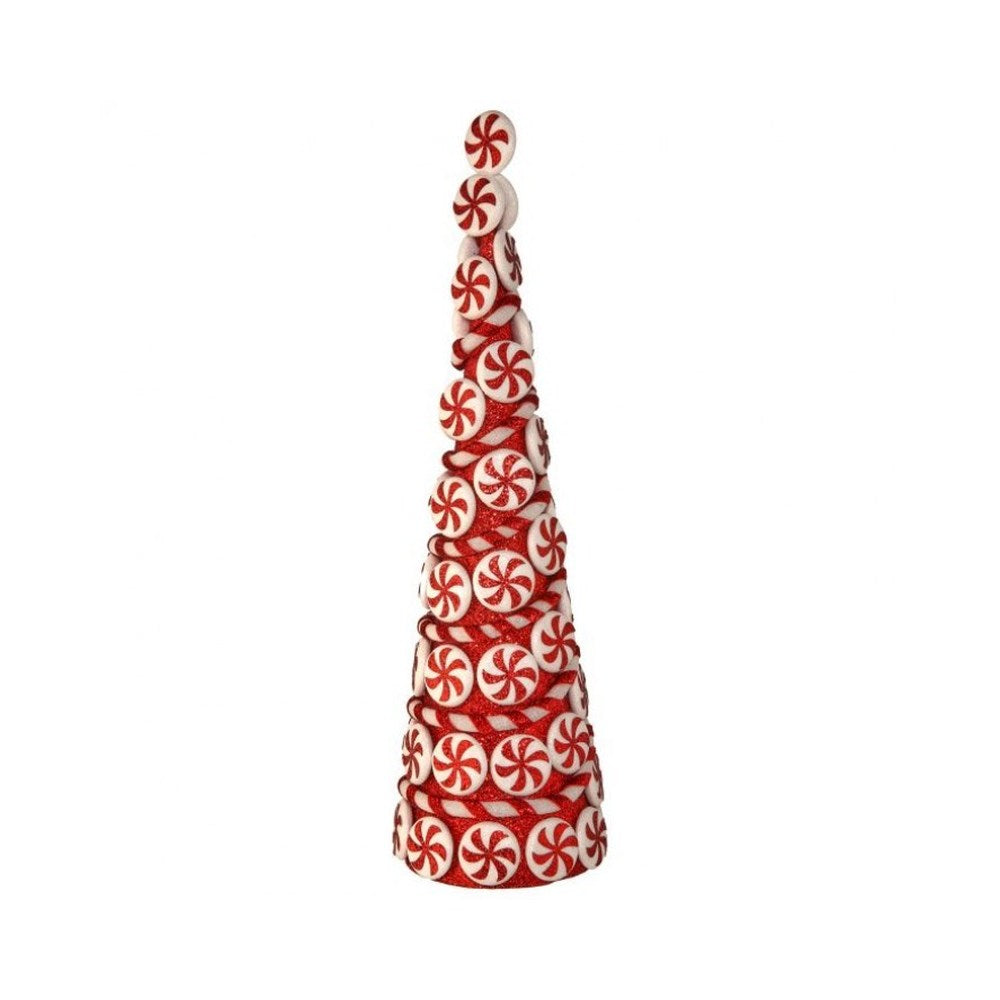 Regency International Glitter Peppermint Disc with Rope Cone Tree, 23 inches