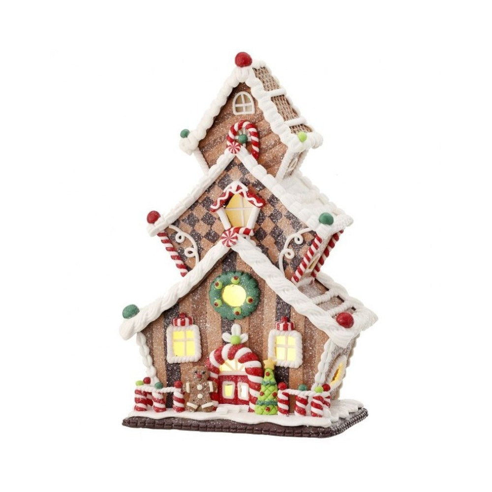 Regency International Cookie Stack House Figurine, 13 inches, Red Green White
