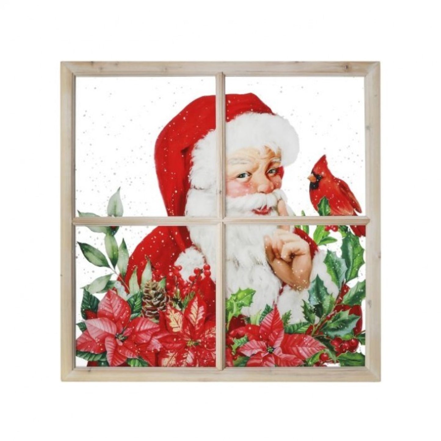 Regency International 25"X25" Acrylic Santa with Cardinals Window