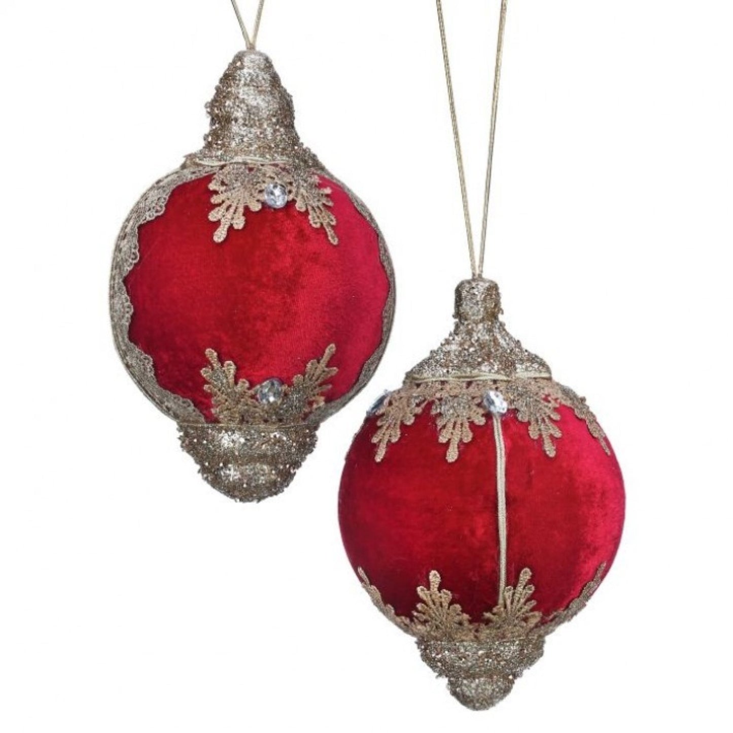 Regency International 7.5"Fabric Jewel Finial Ornament Set of 2, Assortment