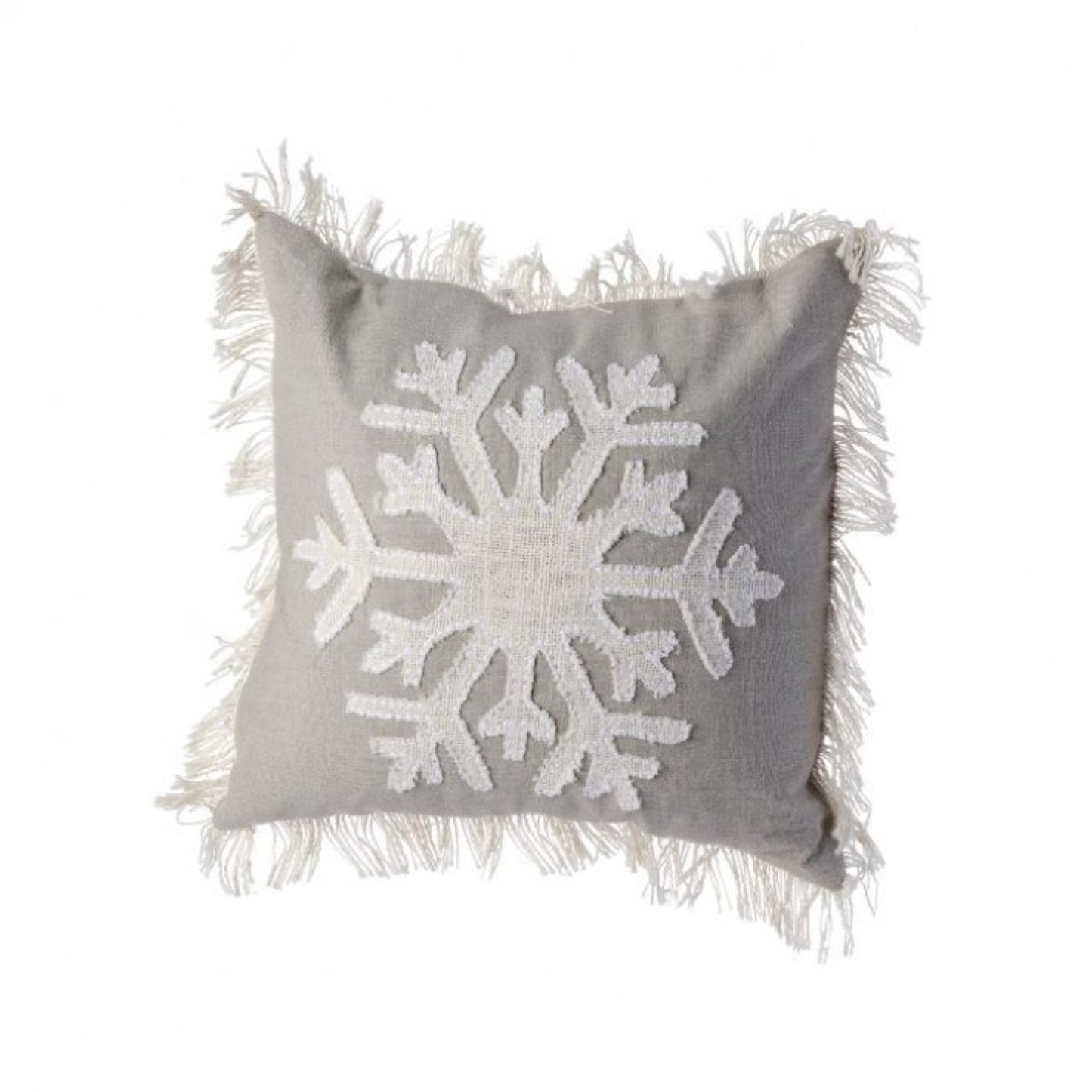 Regency International 18"X18" Burlap Snowflake Fringe Pillow