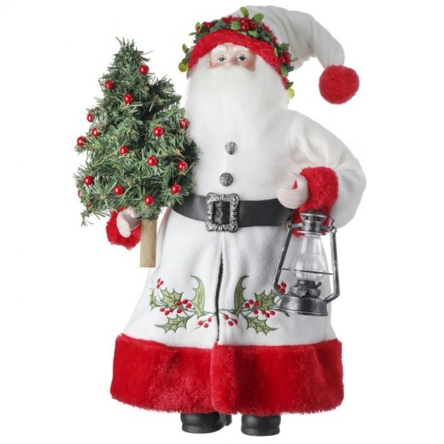 Regency International 18'' Fabric Santa With Tree And Lantern - Festive Charm