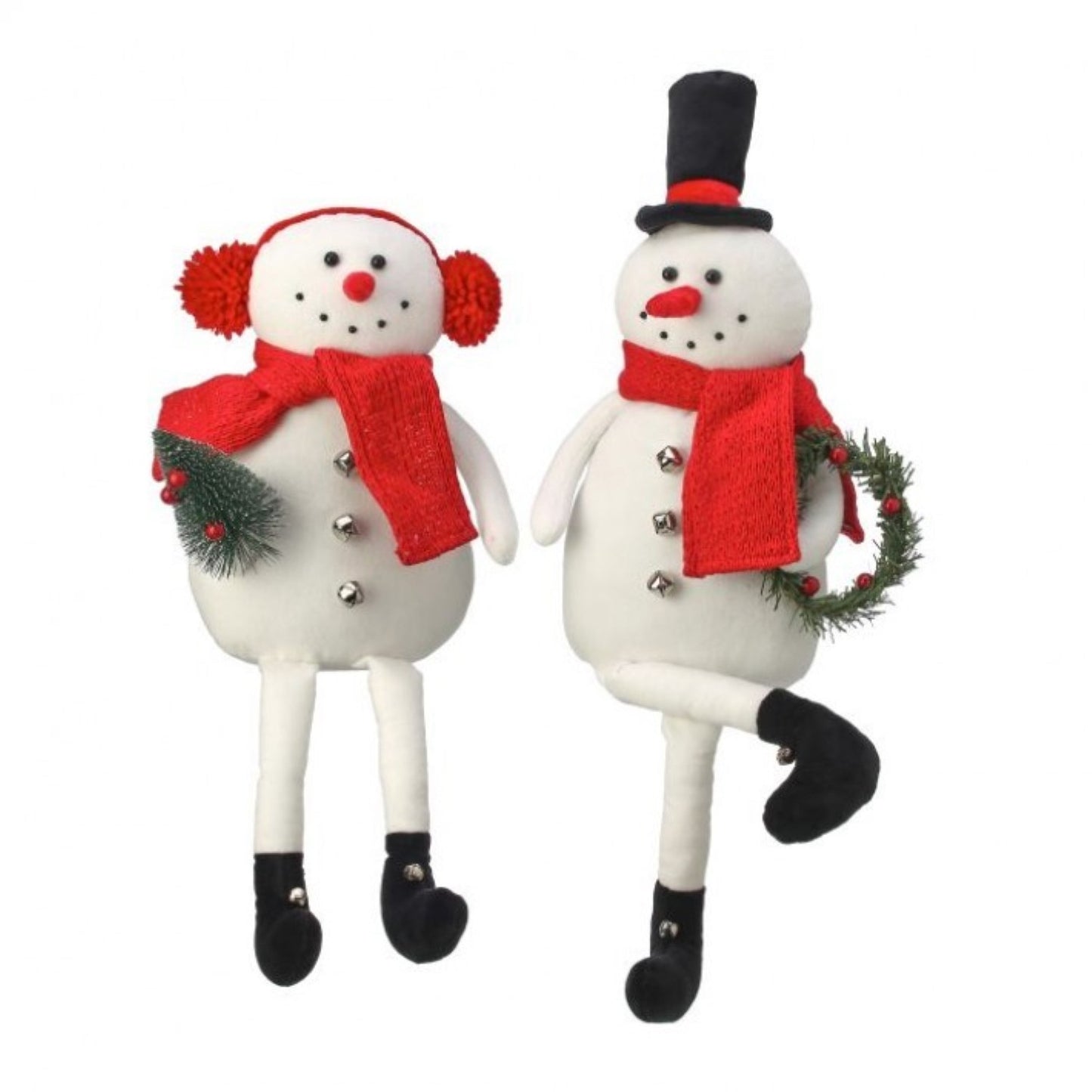 Regency 18-21"Fabric Sitting Snowman with Hat/Muffs Set of 2, Assortment