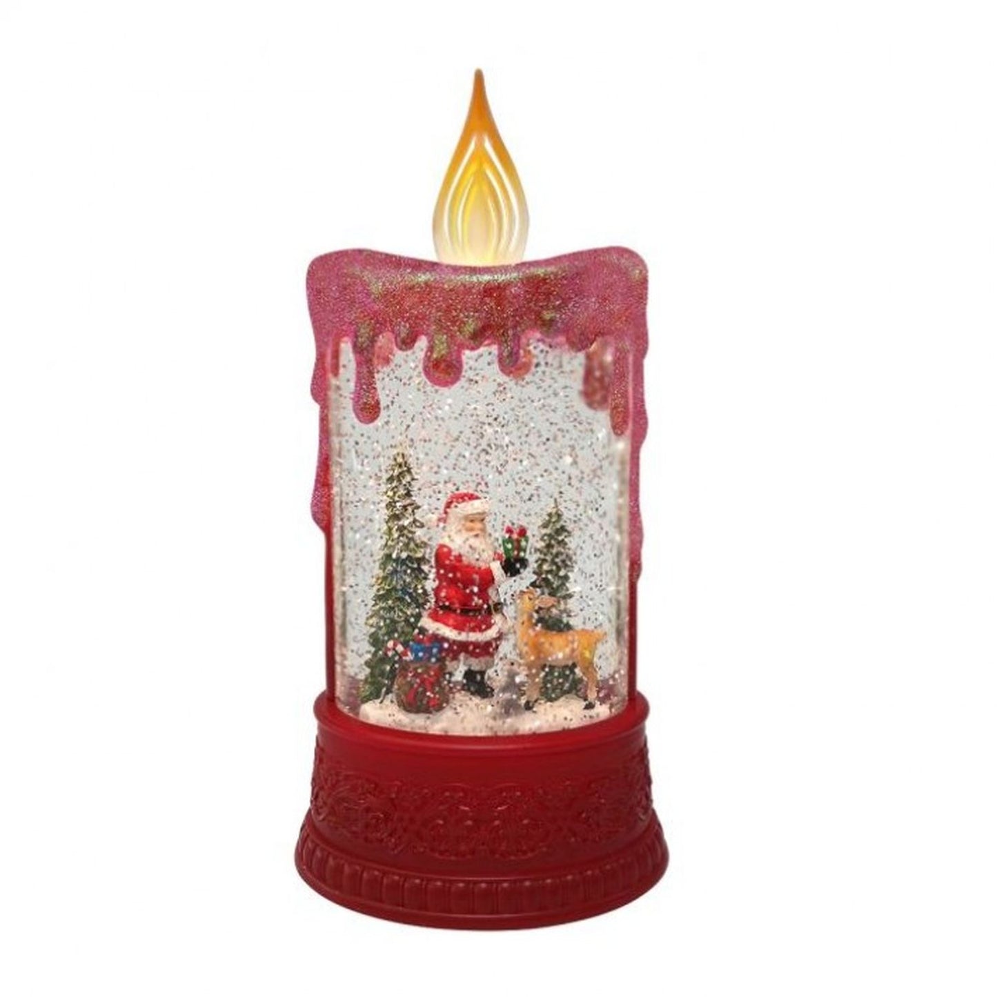 Regency International 10" LED B/O Timer Santa/Candle Water Globe USB
