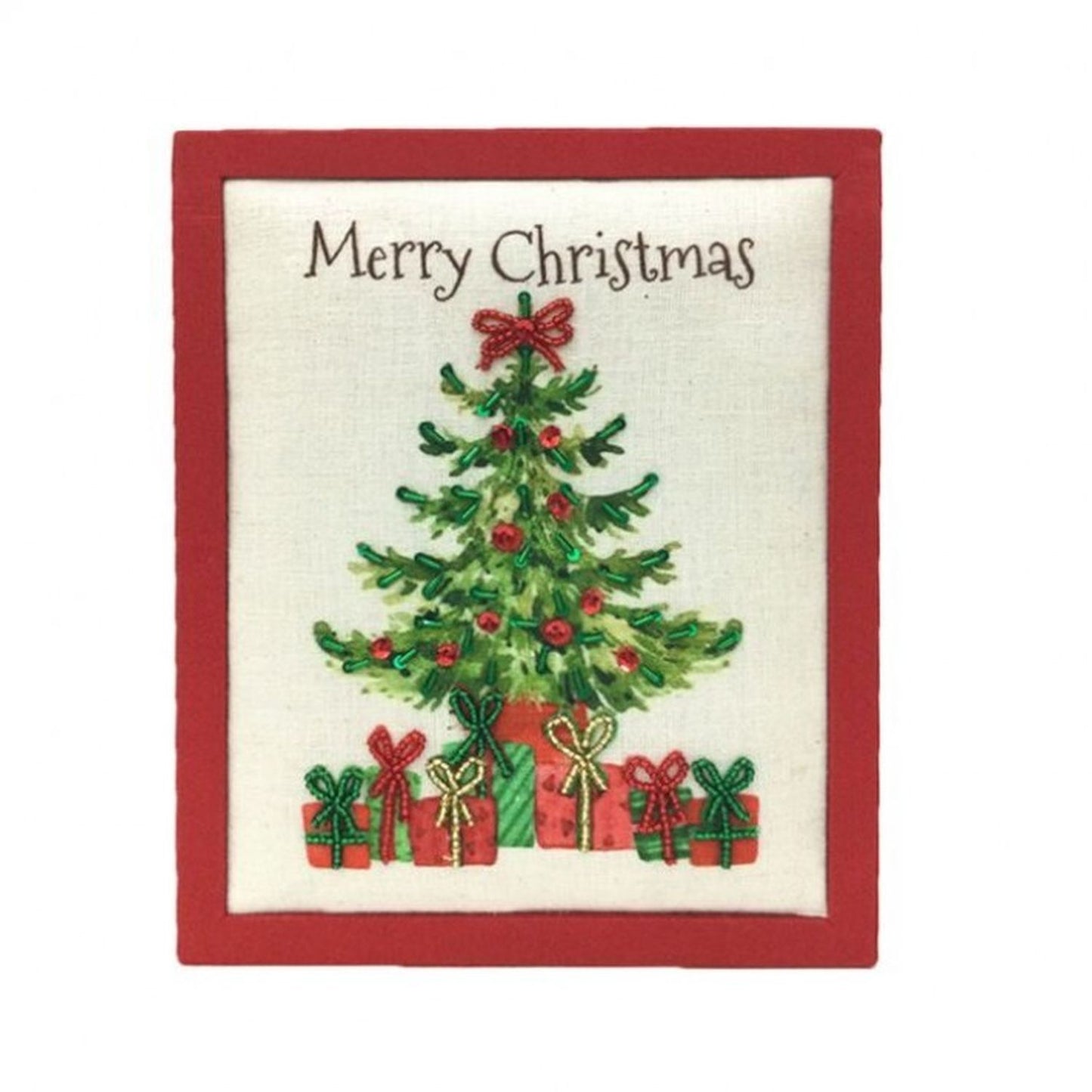 Regency International 8.5" MDF Embroidered "Merry Christmas" Tree Shadow Box