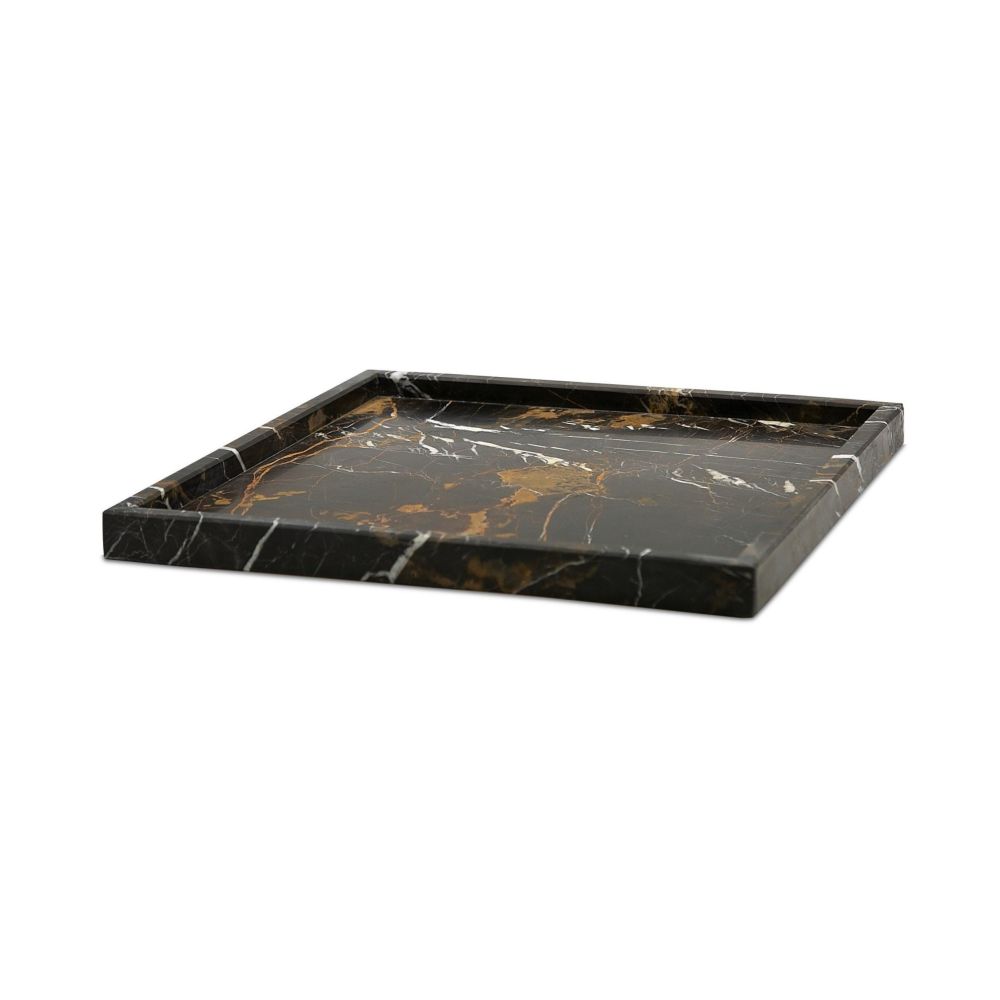 Marble Crafter Ambrosia Collection Black & Gold Square Tray