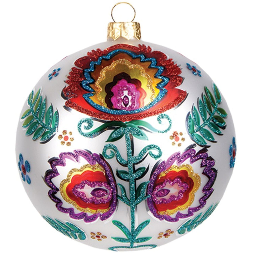 The Whitehurst Company Folk Art Ball #2 Glass Ornament