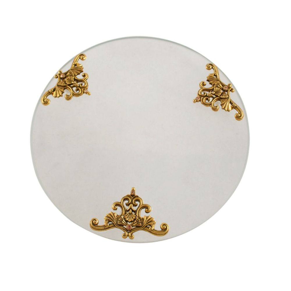 Quest Collection Gold Filigree Round Glass Platter