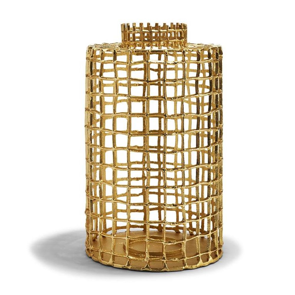Two's Company Tozai Golden Basket Cylinder Lantern