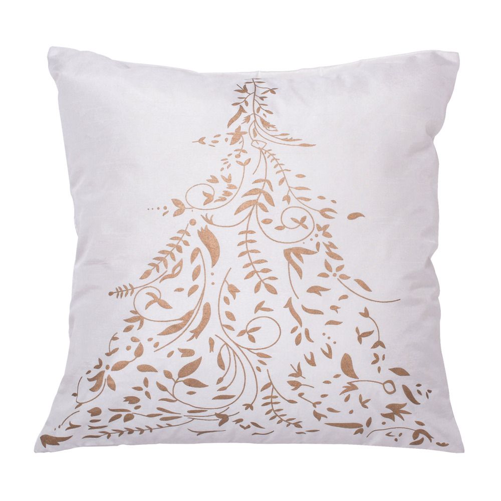 Vickerman Decorative 18" x 18" Gold Stamped Tree Pillow, Polyester
