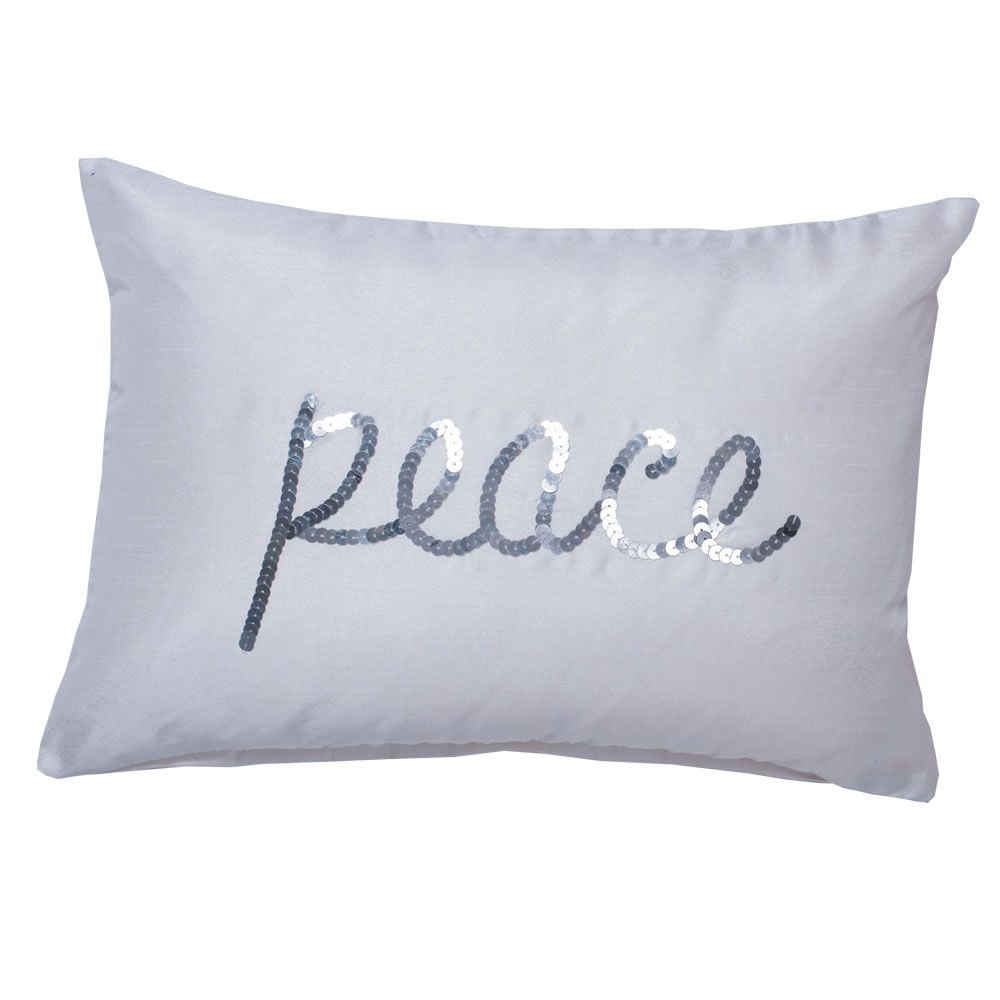 Vickerman Decorative 14" x 20" Sequin Peace Pillow, Polyester
