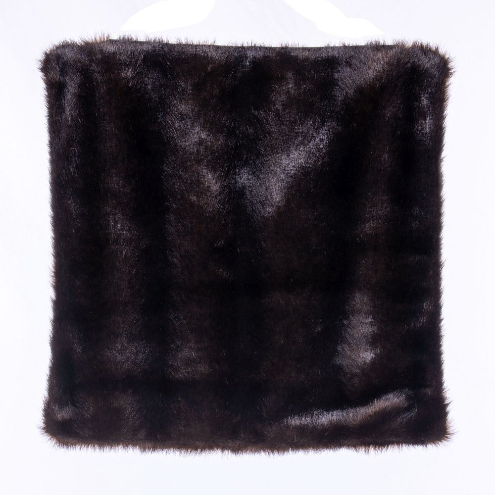 Vickerman 18x18" Cocoa Mink Faux Fur Pillow, Fully Lined with Zipper Closure