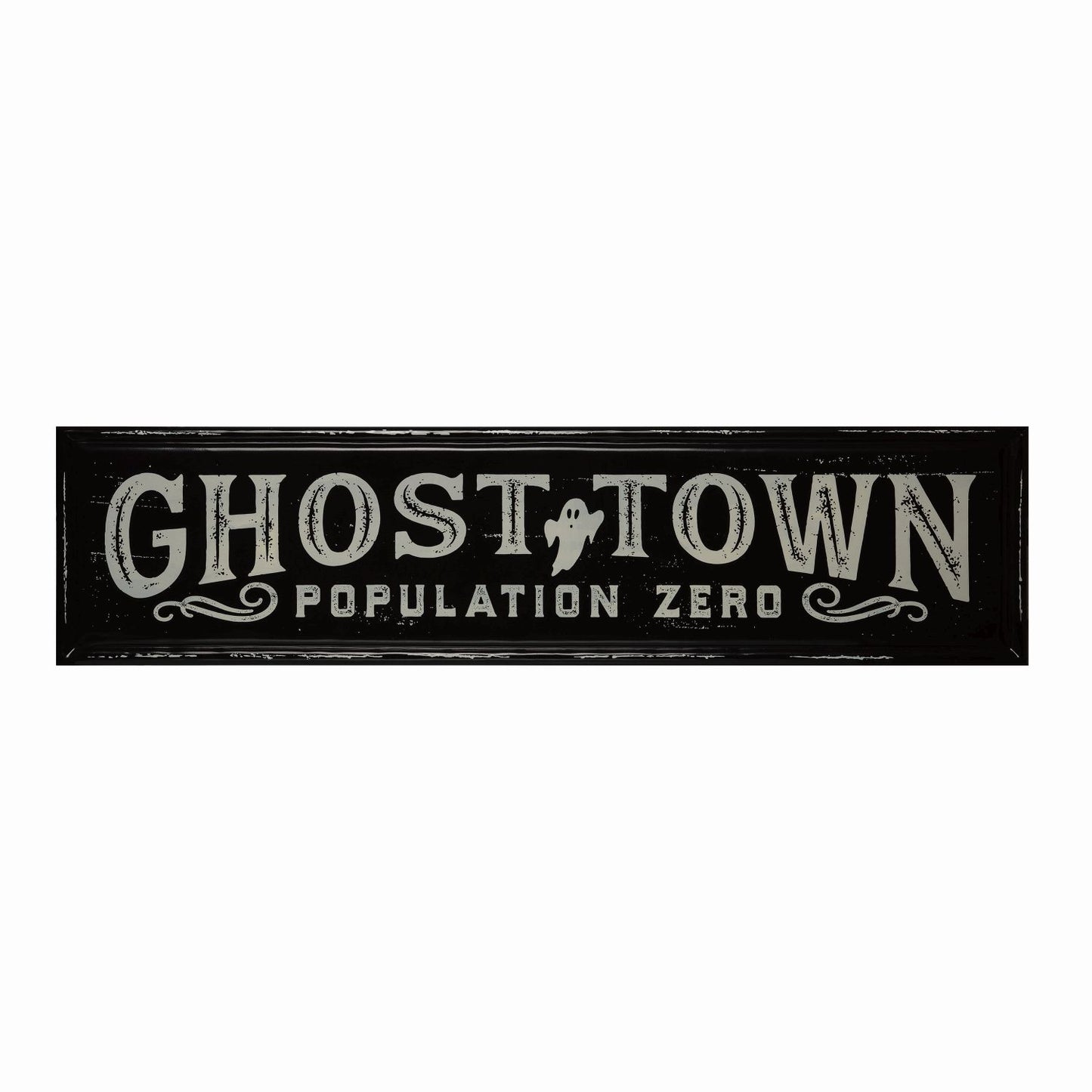 Transpac Metal Ghost Town Embossed Sign