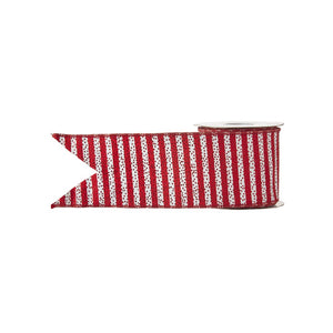 Raz Imports 2021 4-inch x 10 Yards Glitter Red And White Striped Wired Ribbon