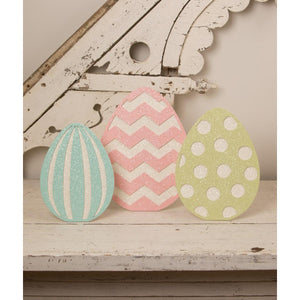 Bethany Lowe 2022 Glittered Standing Easter Eggs Set Of 3 by Bethany Lowe