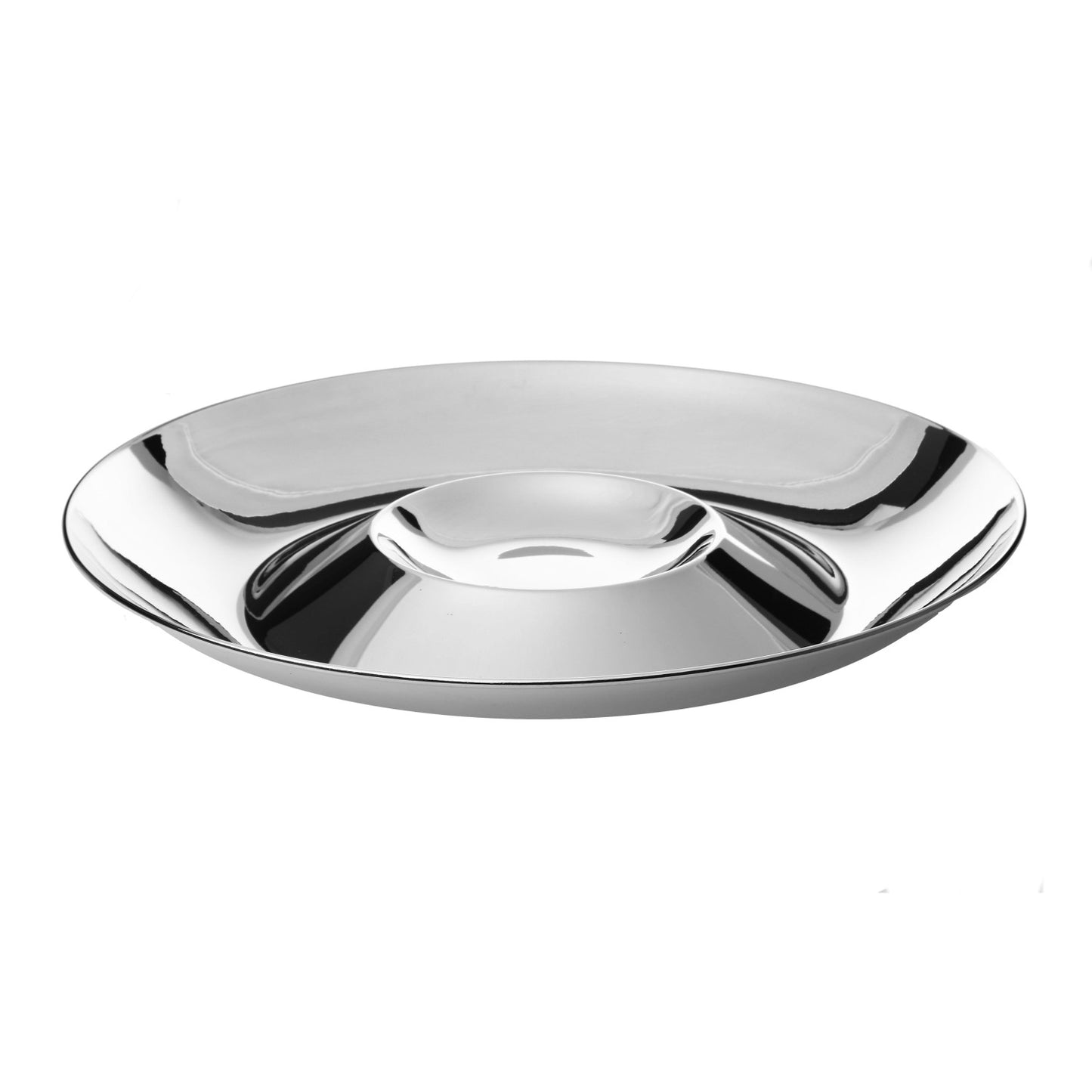 Classic Touch Decor Stainless Steel Chip 'N' Dip Bowl, Silver