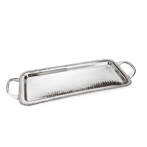 Classic Touch Décor Rectangular Tray With Stones In Silver
