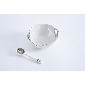 Pampa Bay Get Gifty The Round Handles Set, Nut Bowl with Spoon, White, Porcelain
