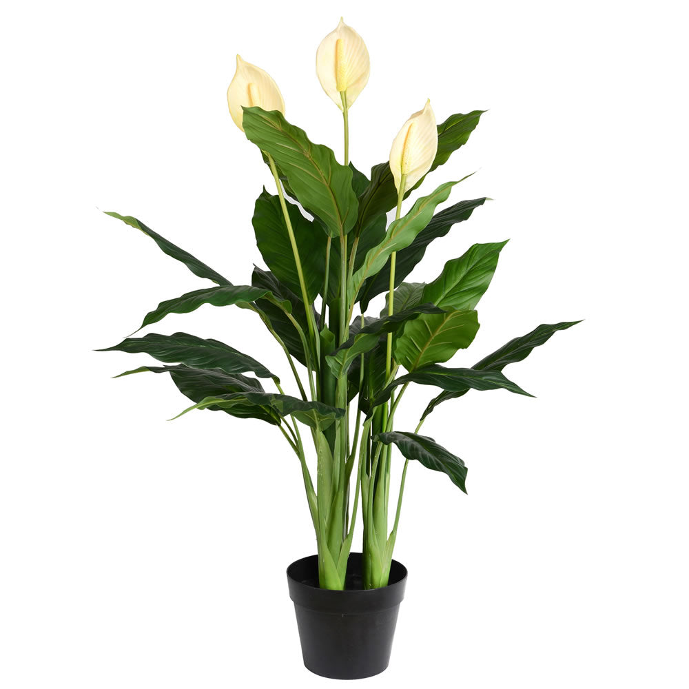 Vickerman 37" Artificial Potted Green Peace Lily Real Touch Plant, Polyethylene