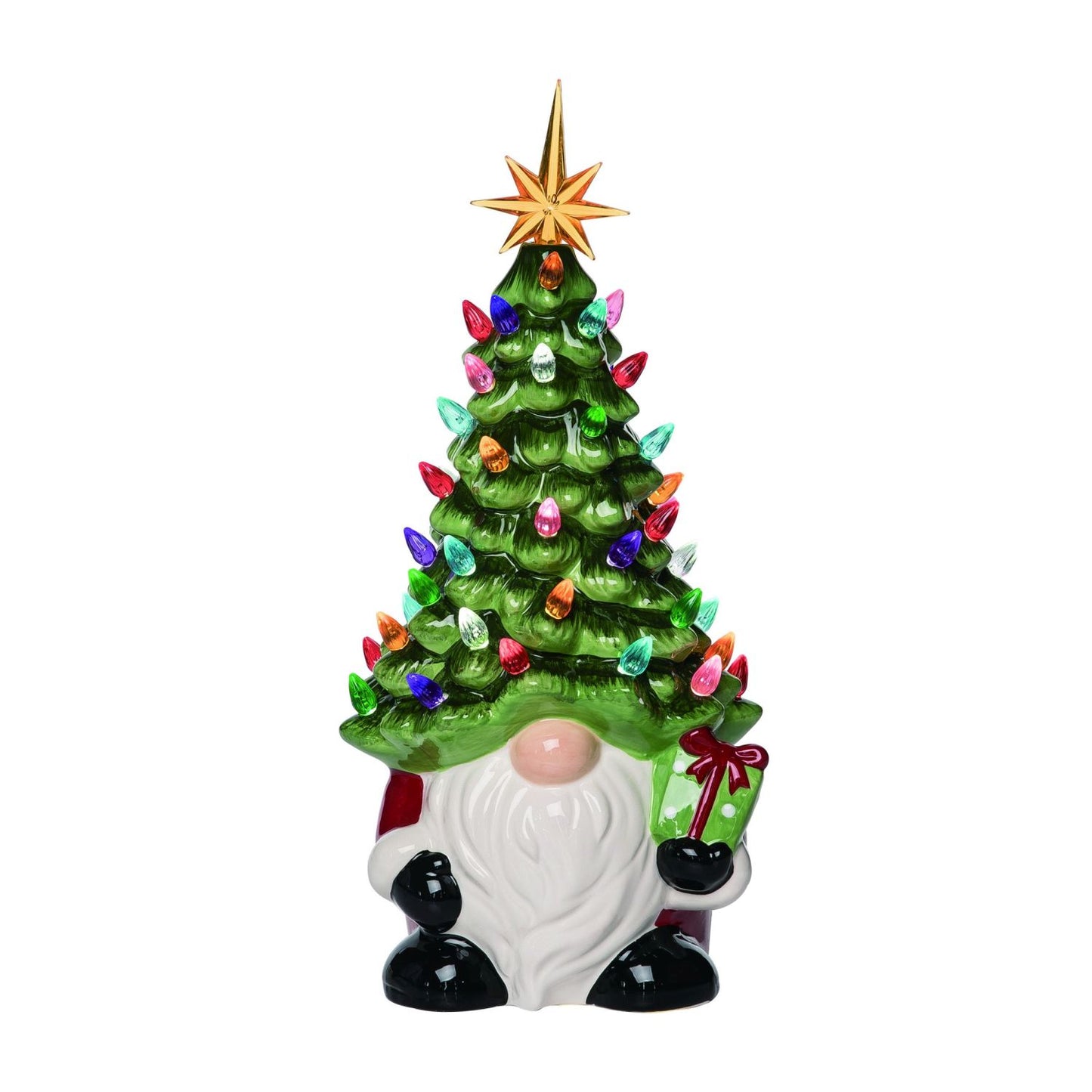 Transpac Ceramic Light Up Christmas Tree Gnome Decor