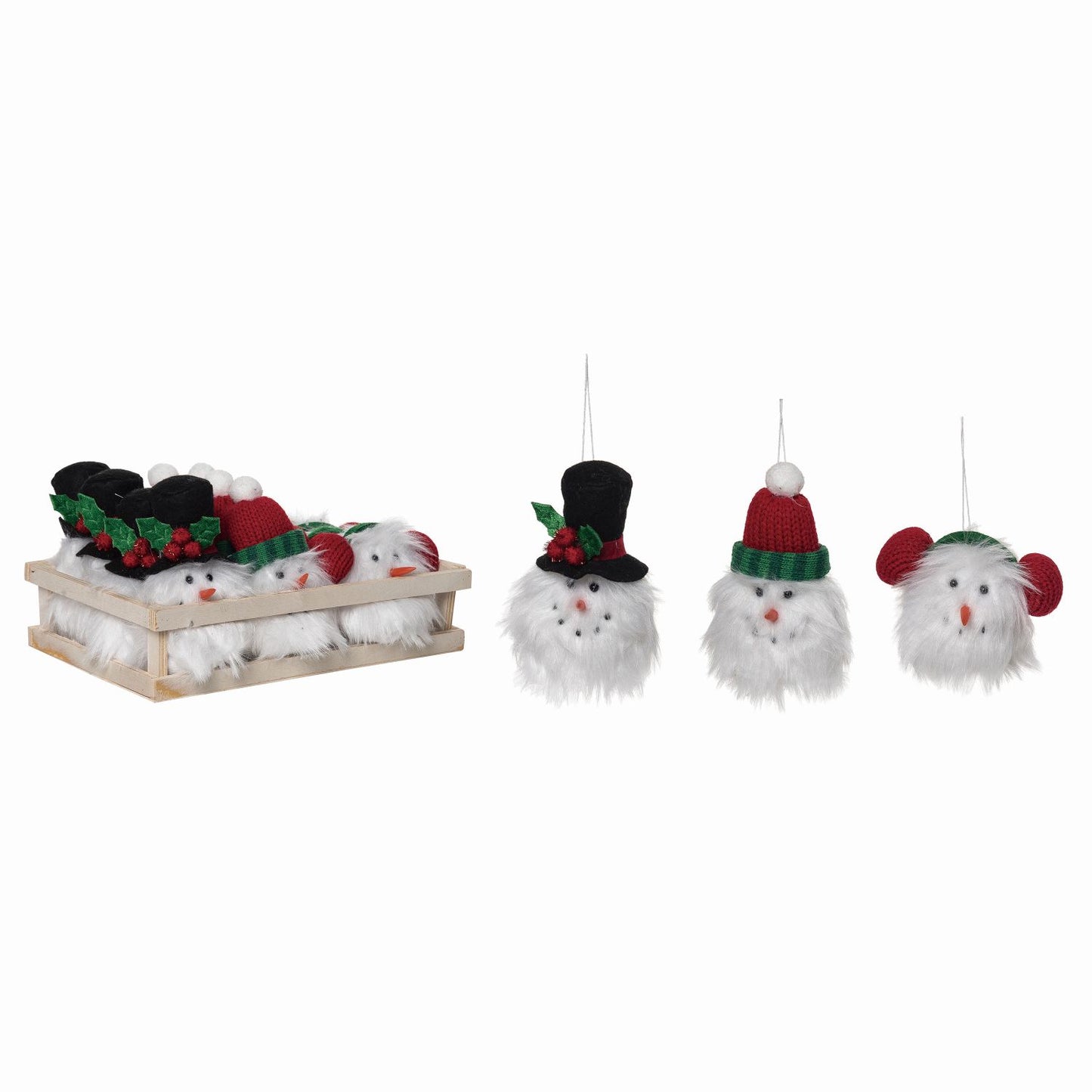 Transpac Plush Snowman Ornaments In Crate, Set Of 12