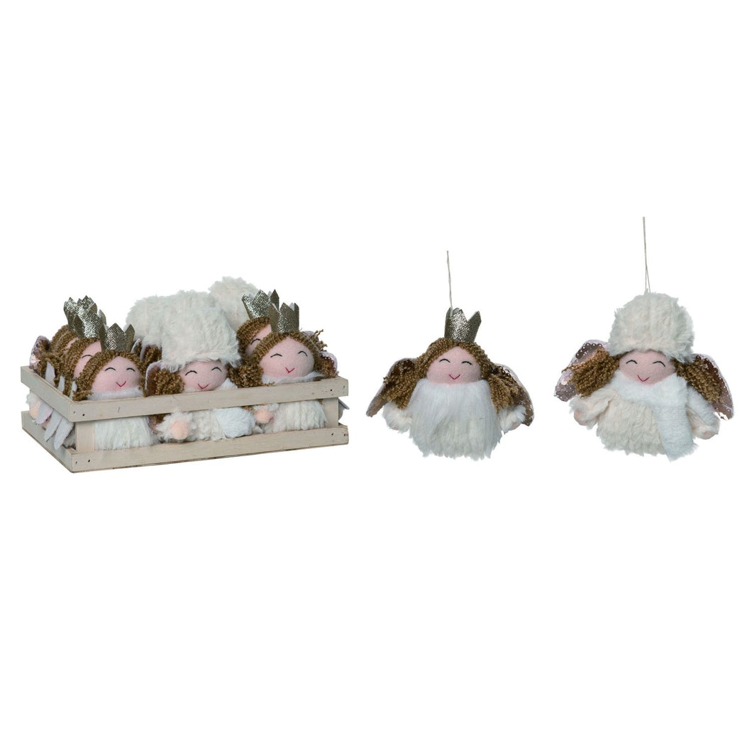 Transpac Mini Plush Angel Ornament  In Crate Set Of 12