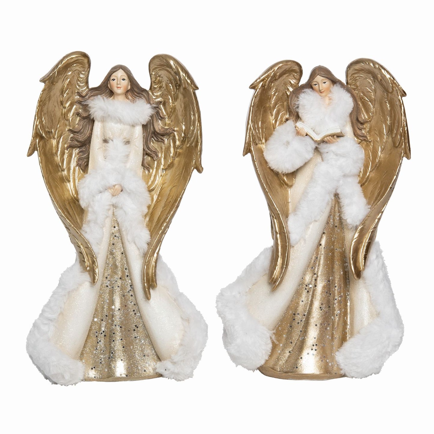 Transpac Resin Gilded Angel Figurine, Set Of 2, Assortment