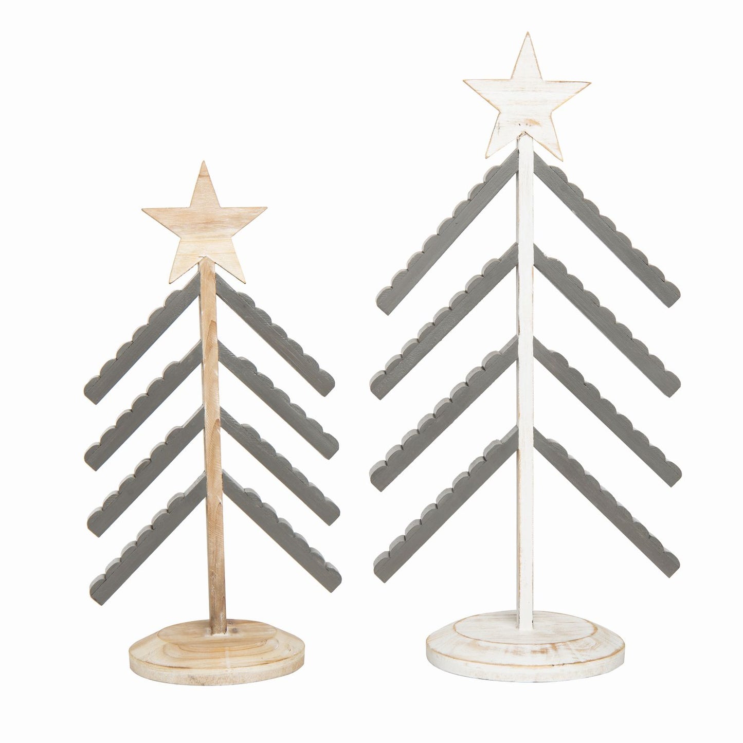 Transpac Wood Christmas Trees, Set Of 2