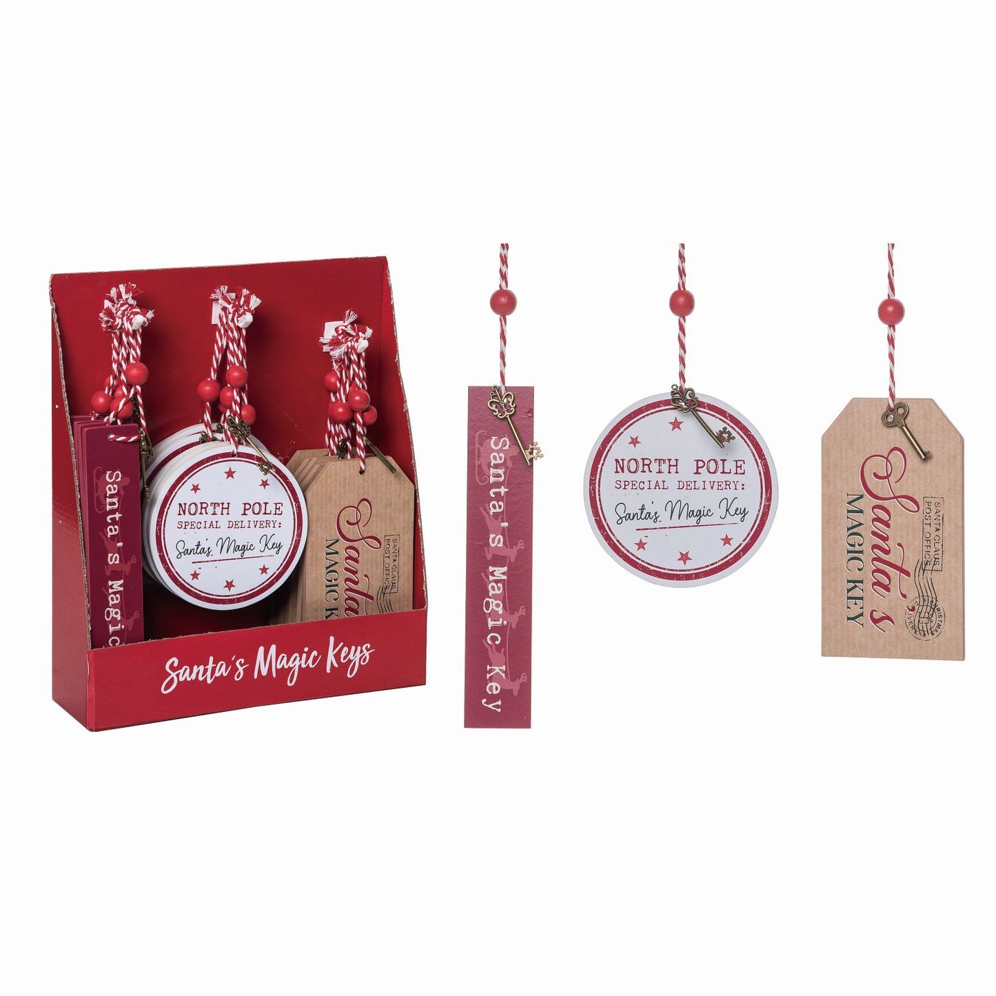 Transpac Metal Santa’s Magic Key Ornament With Display, Set Of 18