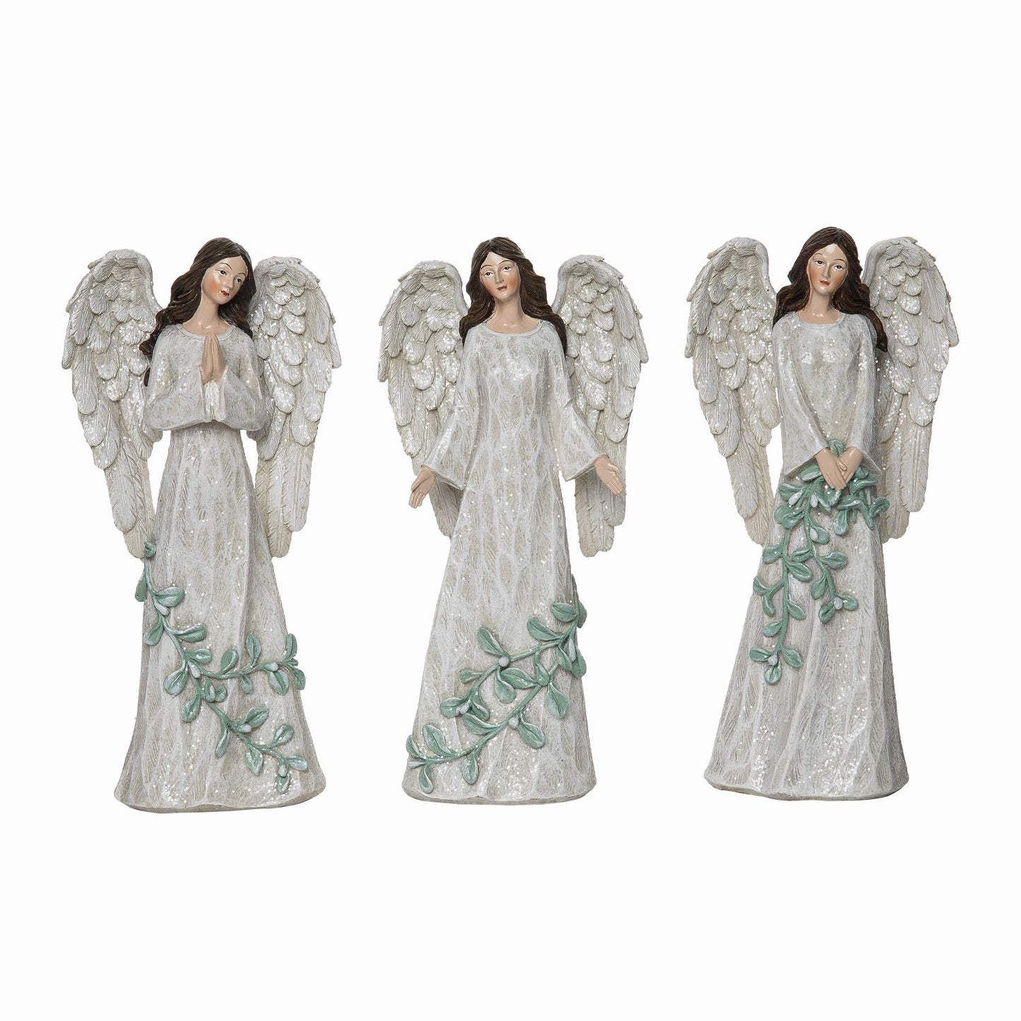 Transpac Resin Greenery Angel Figurine, Set Of 3, Assortment