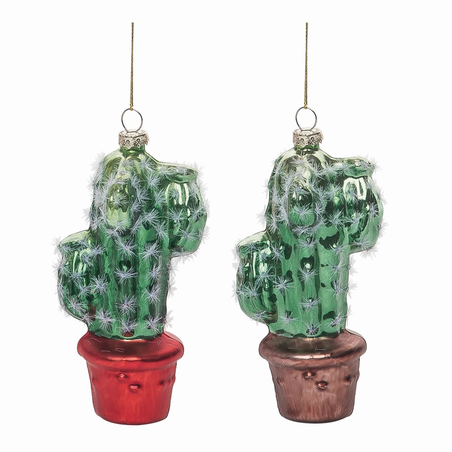 Transpac Glass Cactus Ornament, Set Of 2, Assortment