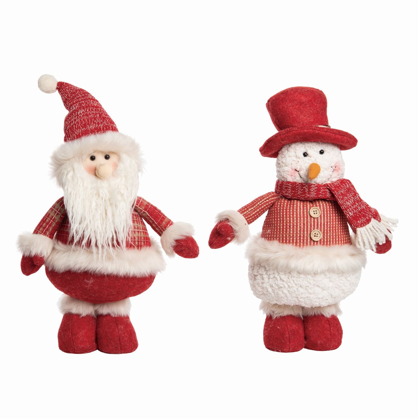 Transpac Plush Holiday Standing Santa & Snowman, Set Of 2, Assortment