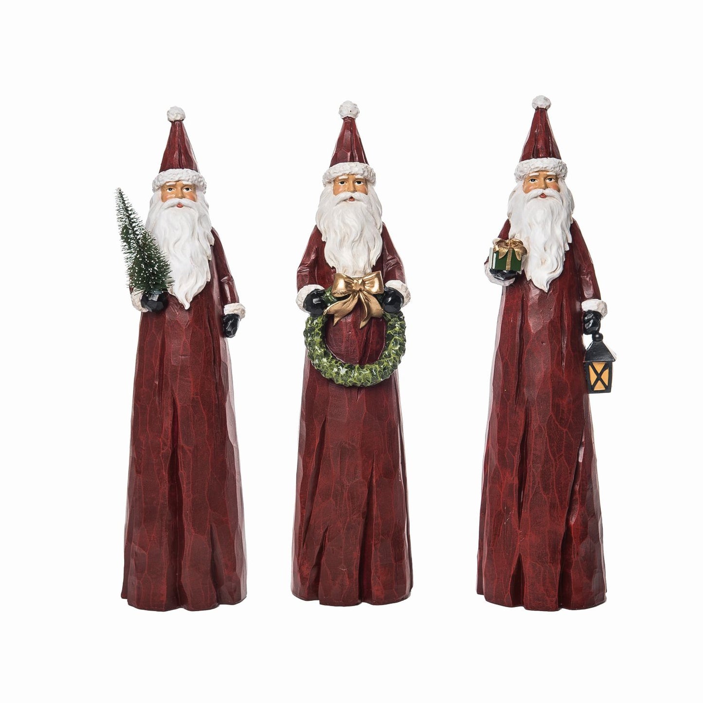 Transpac Resin Traditional Tall Santa Decor, Set Of 3, Assortment