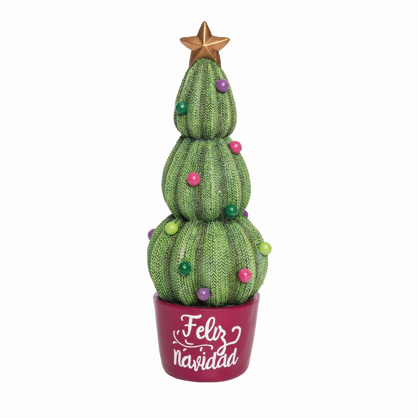 Transpac Large Resin Feliz Navidad Cactus Tree