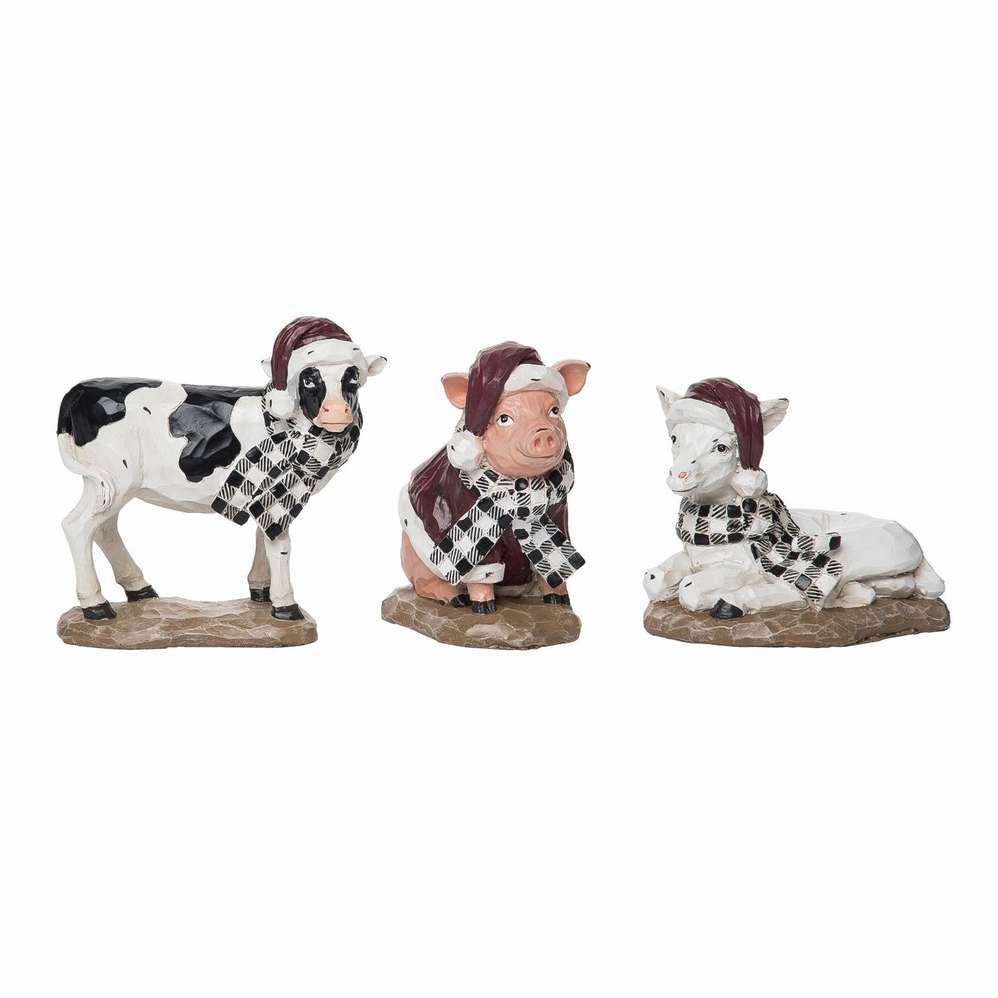 Transpac Resin Farm Animal Figurine, Set Of 3, Assortment