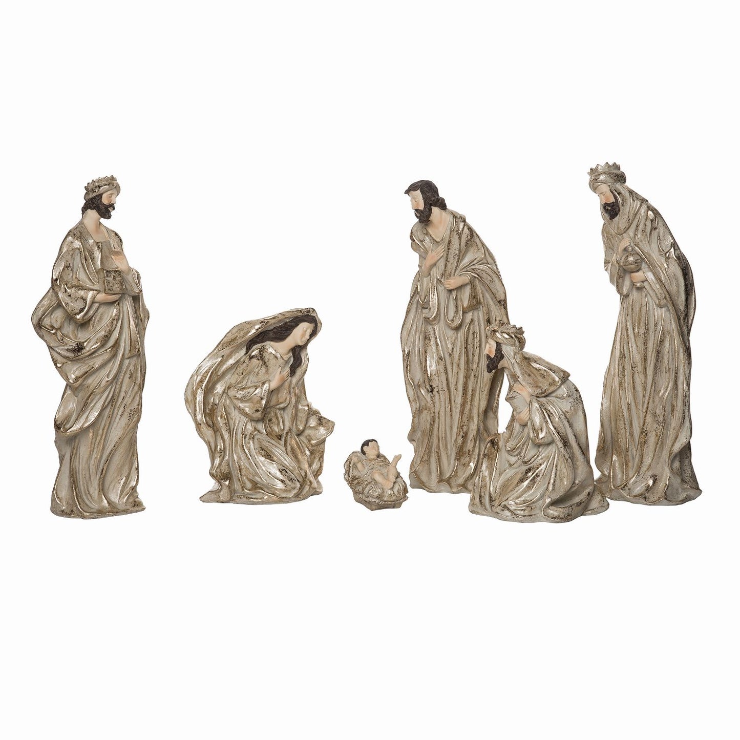 Transpac Resin Gold Accent Nativity, Set Of 6