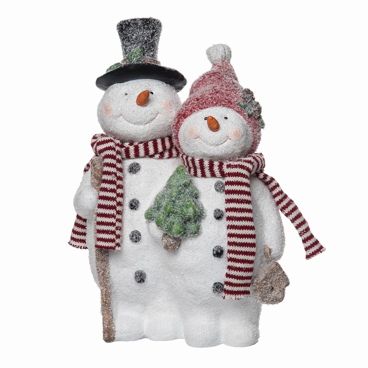 Transpac Resin Flocked Snowman Couple Decor