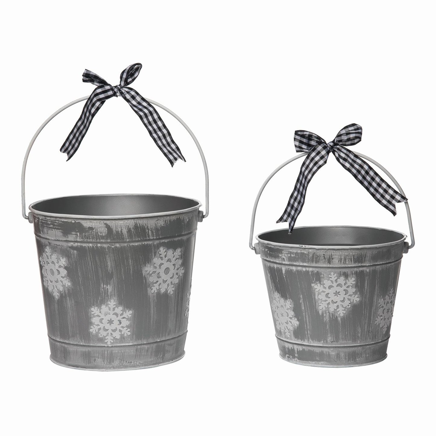 Transpac Metal Snowflake Buckets, Set Of 2