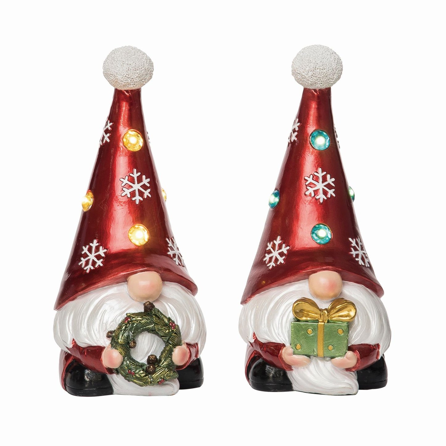 Transpac Resin Light Up Snowflake Gnome Decor, Set Of 2, Assortment