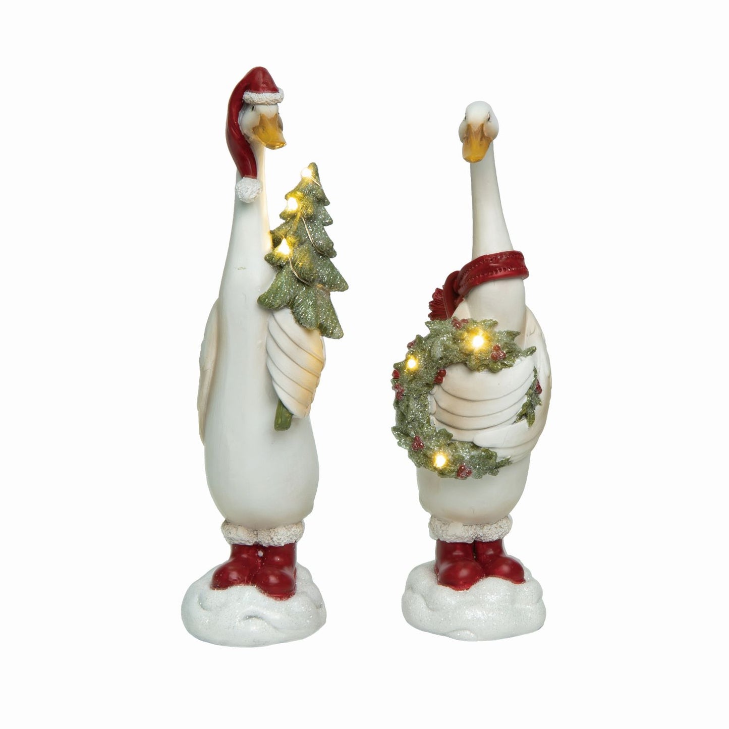 Transpac Resin Light Up Christmas Duck Figurine, Set Of 2, Assortment