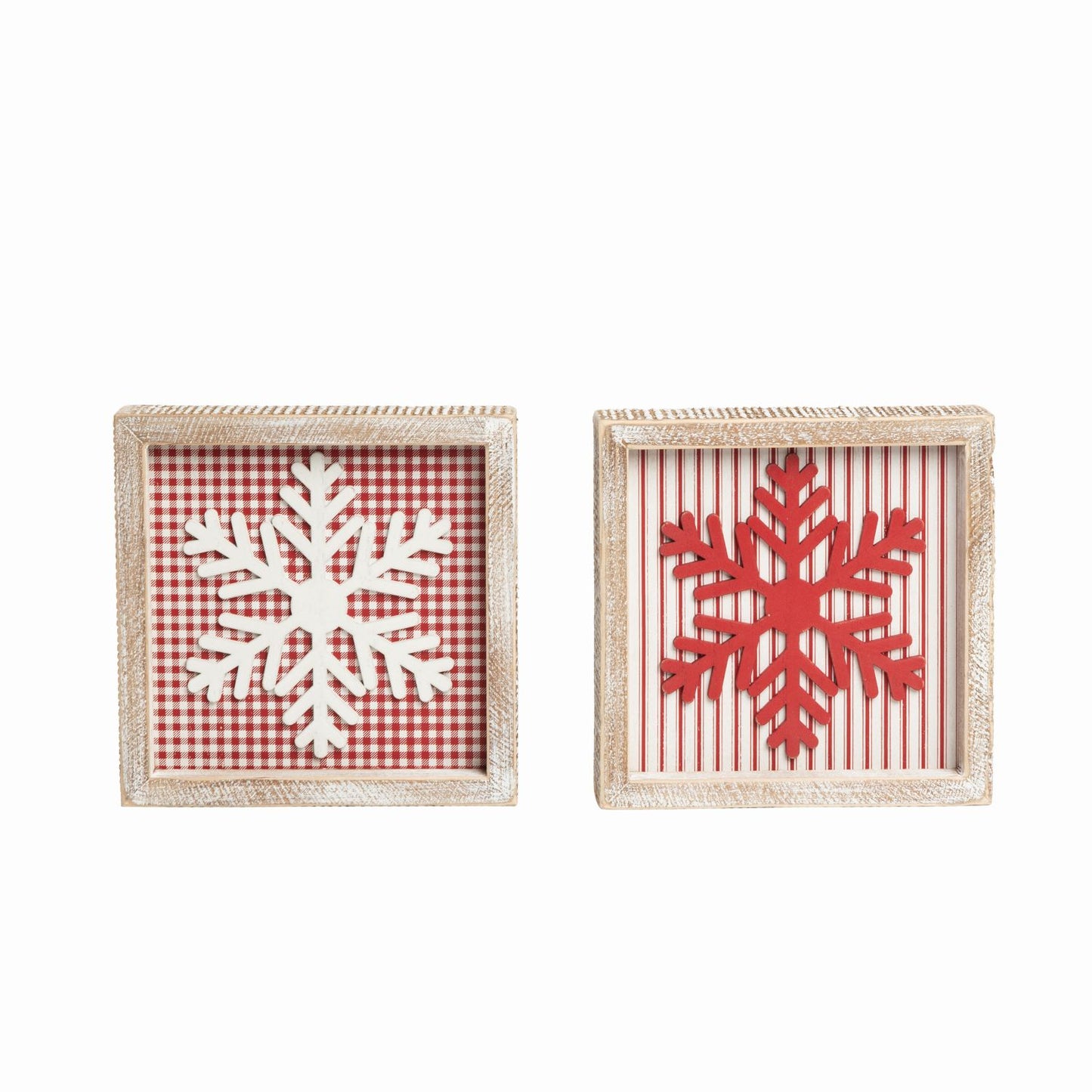 Transpac Wood Dimensional Snowflake Decor, Set Of 2, Assortment
