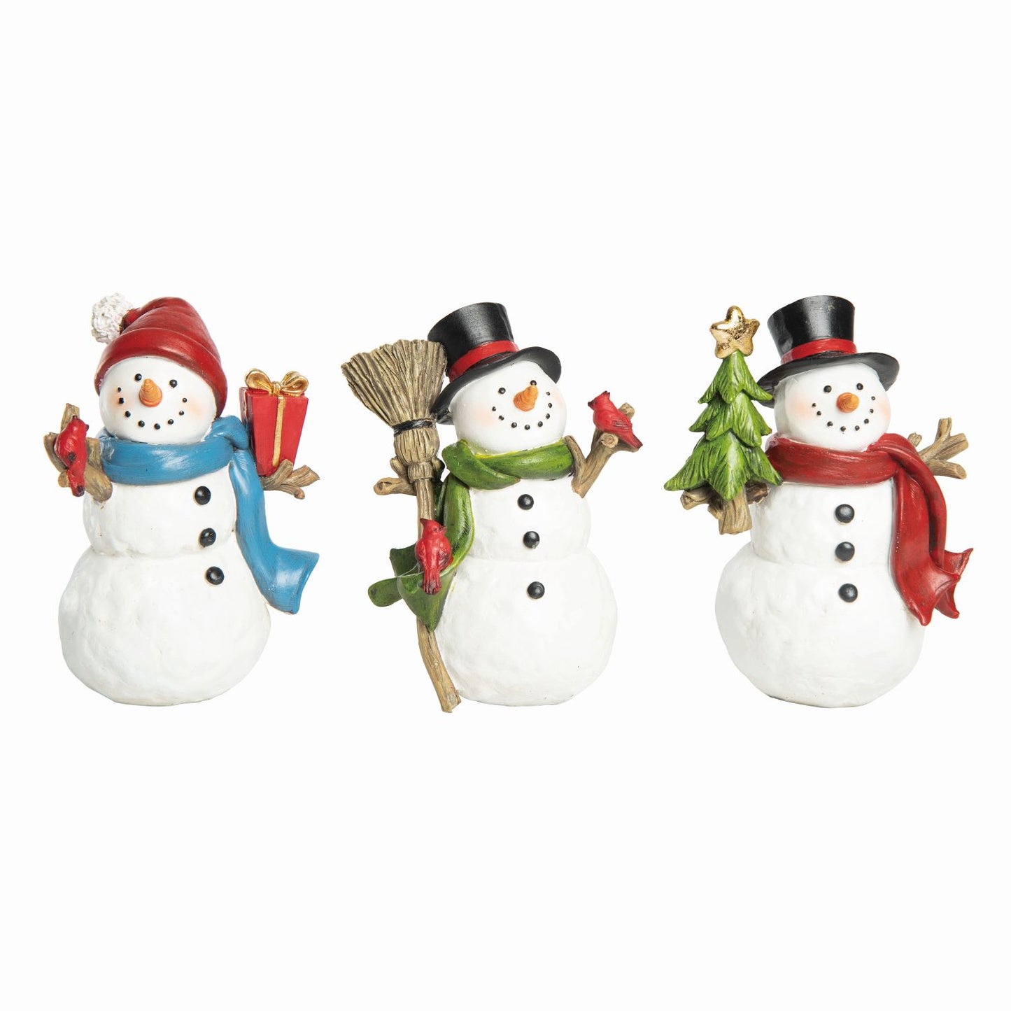 Transpac Resin Merry Snowman Figurine, Set Of 3, Assortment