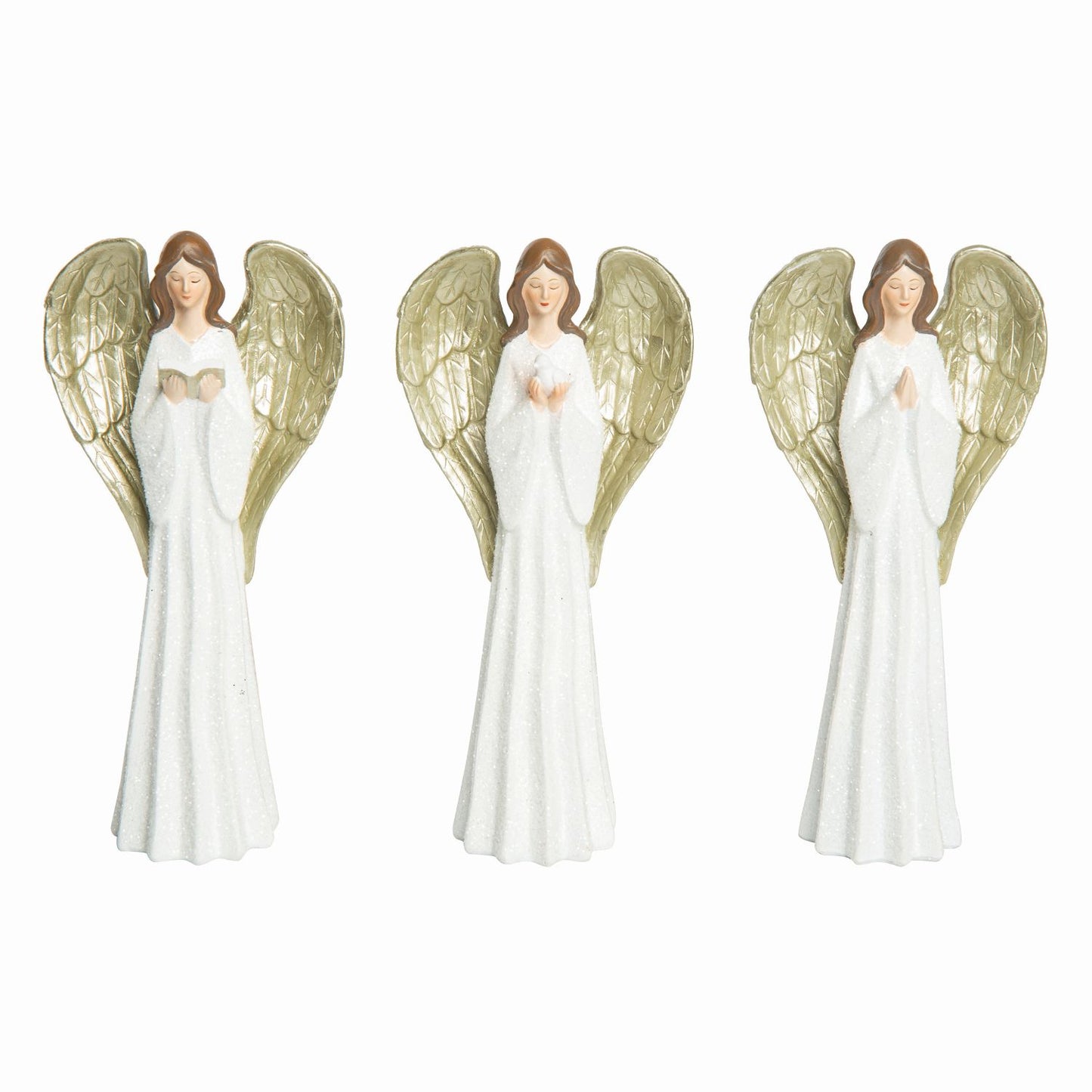 Transpac Resin Golden Winged Angel Decor, Set Of 3, Assortment