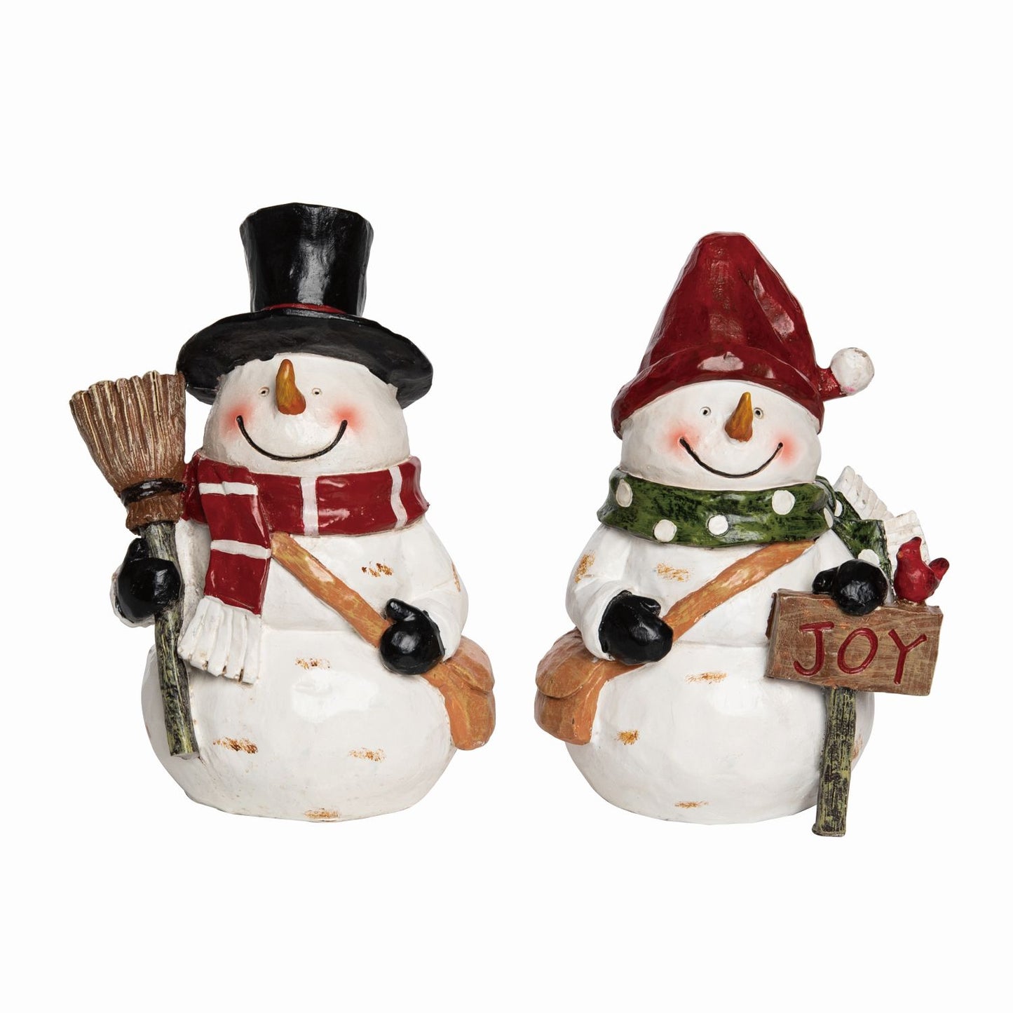 Transpac Small Carved Snowman Figurine, Set Of 2, Assortment