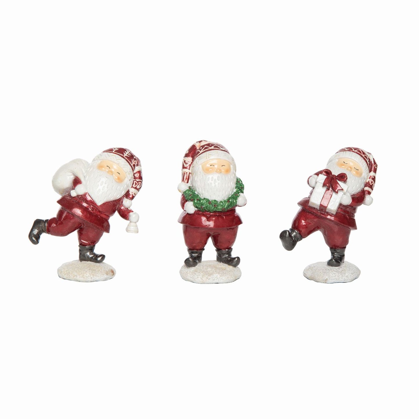 Transpac Resin Jolly Santa Figurine, Set Of 3, Assortment