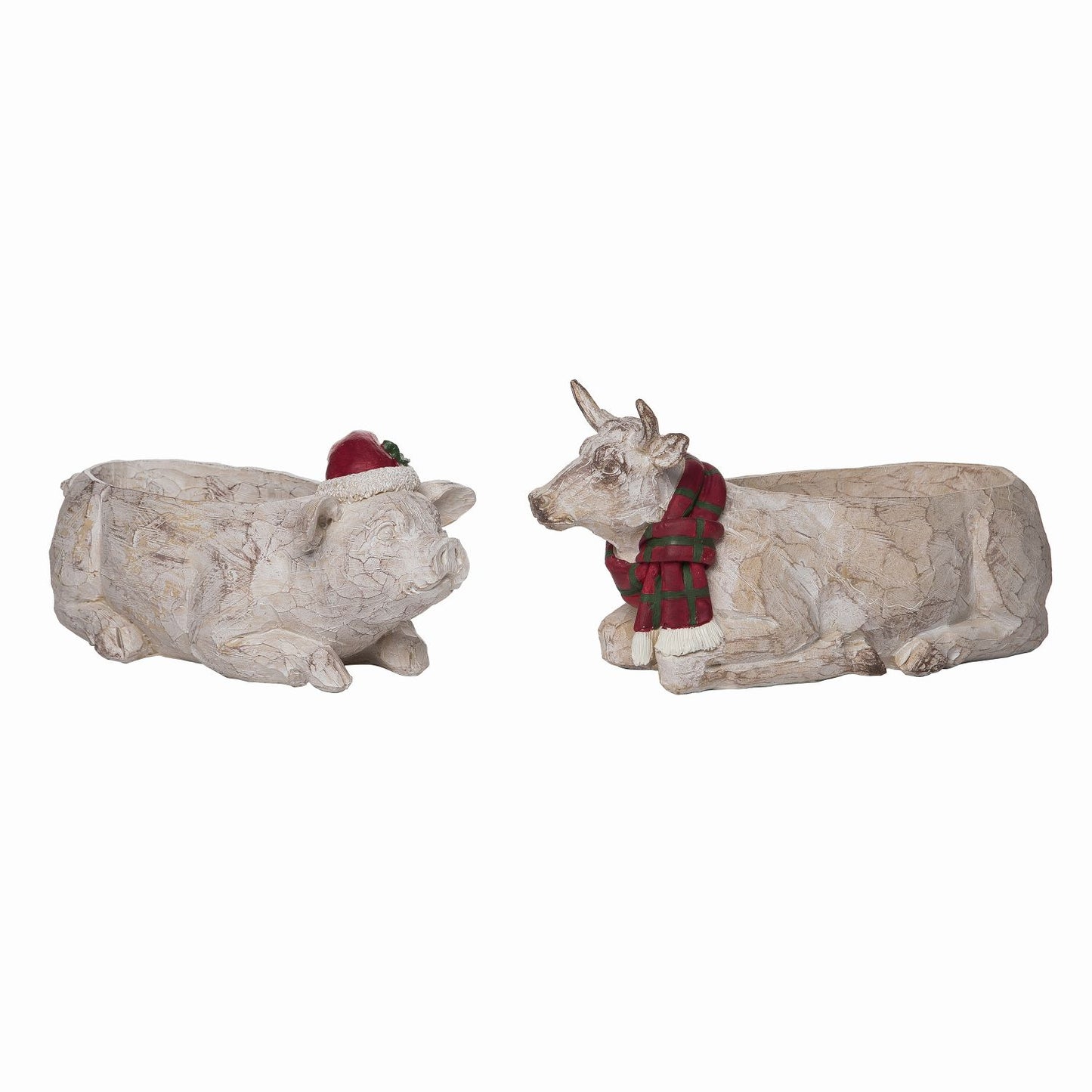 Transpac Resin Christmas Pig/Cow Container, Set Of 2, Assortment