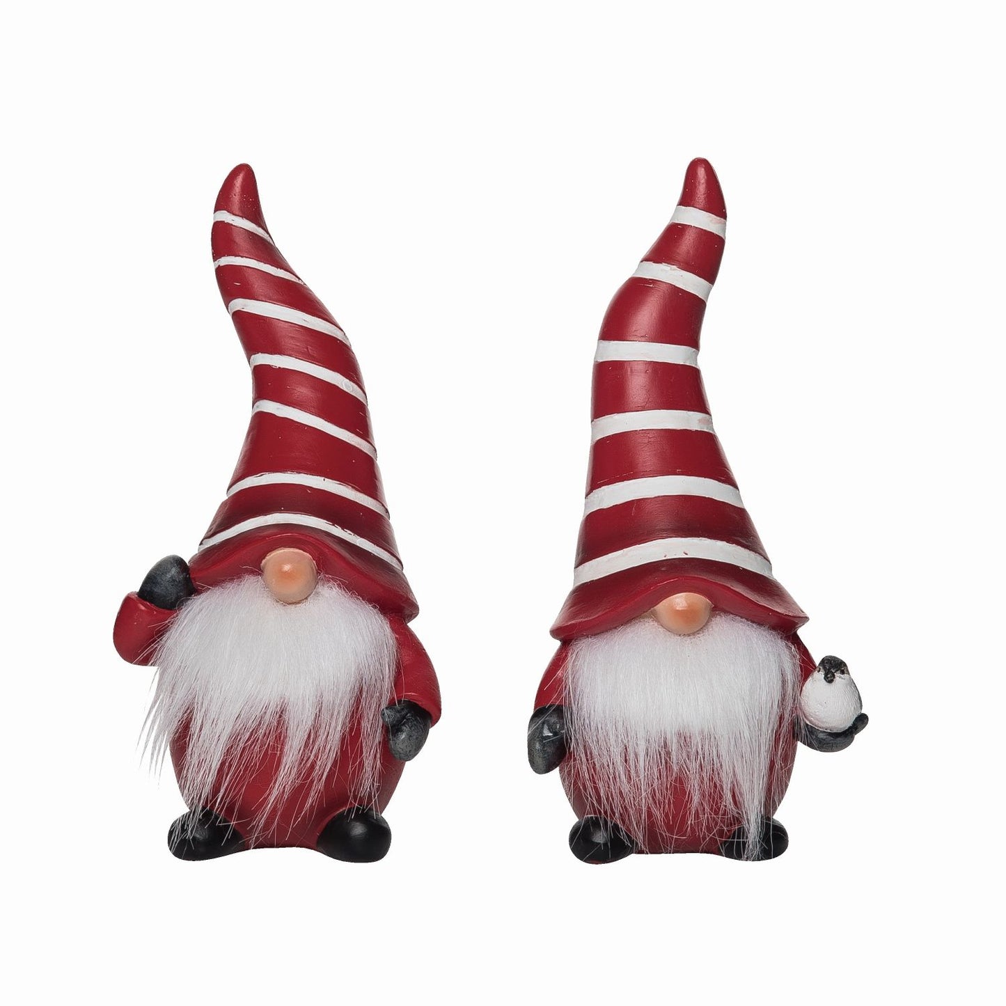 Transpac Resin Red/White Striped Gnome Decor, Set Of 2, Assortment