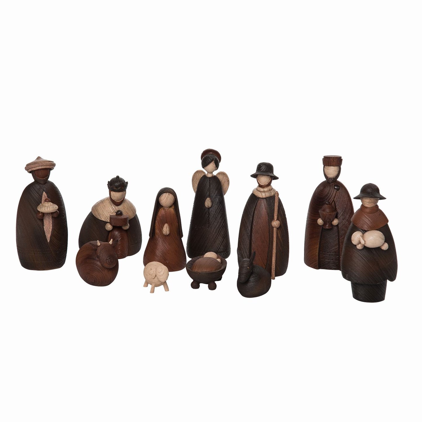 Transpac Resin Whittled Wood Nativity, Set Of 11