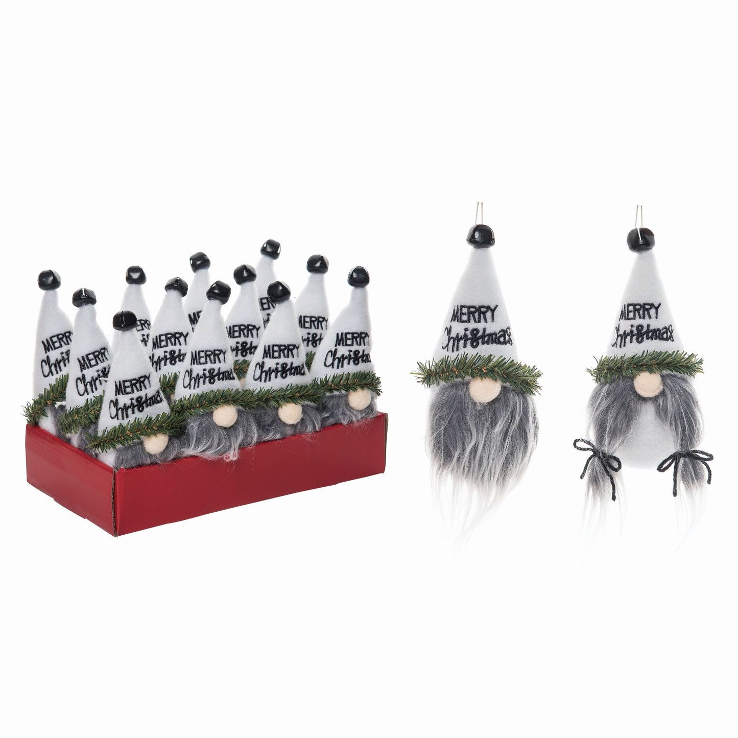 Transpac Plush Country Christmas Ornaments In Display, Set Of 12