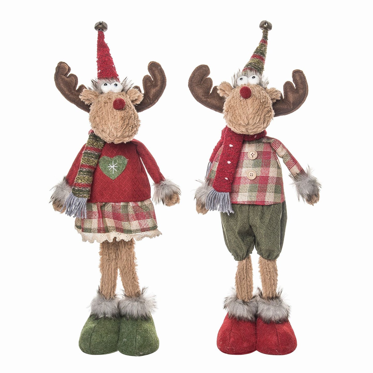 Transpac Plush Fuzzy Christmas Moose, Set Of 2, Assortment